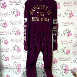 Victoria secret pink onesie Naughty is the New Nice sequins embroidered 2016